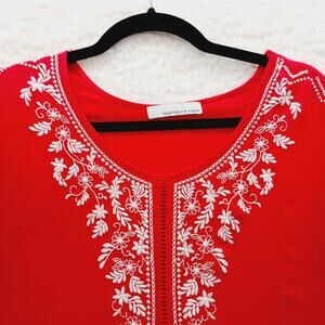 Blouse Size 1X Embroidery Red Boho Ruched Ladder Lace Bloomcore Whimsycore Vacay